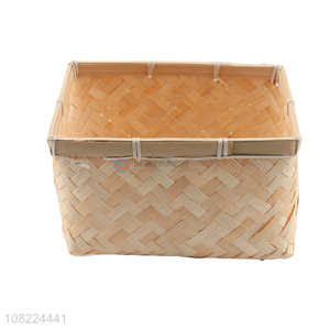 Wholesale rectangular woven bamboo storage basket fruit storage basket