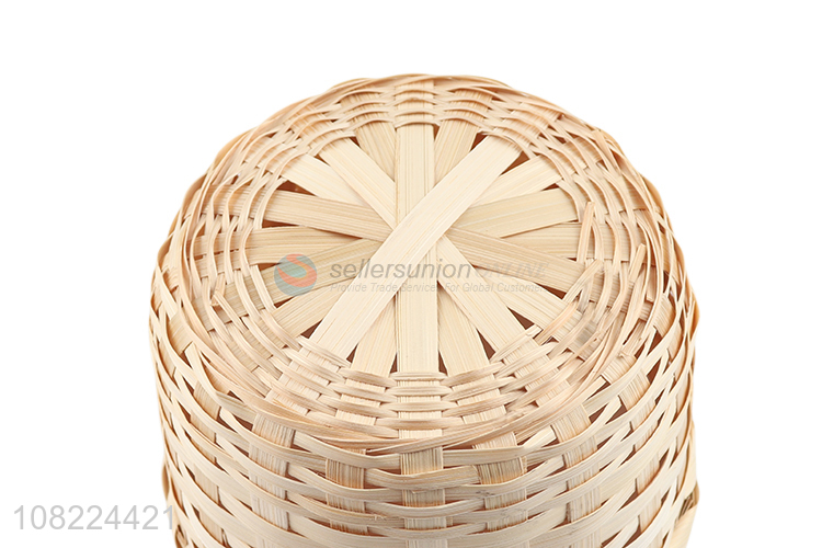 Hot selling round natural woven bamboo storage basket for kitchen bathroom