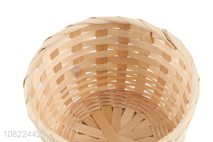 Hot selling round natural woven bamboo storage basket for kitchen bathroom