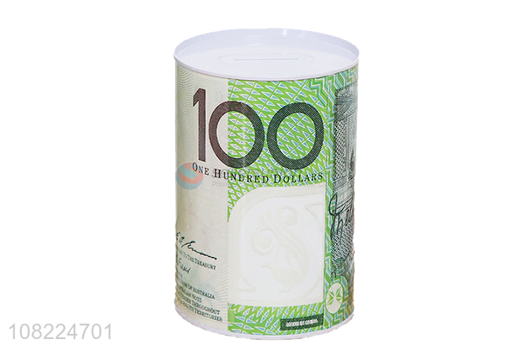 Fashion Printing Tinplate Saving Pot Cylinder Money Box