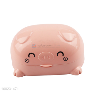 New arrival cartoon pig shape plastic soup box with lid