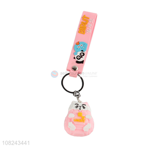 Hot sale 3D keychains lucky cat <em>key</em> <em>chain</em> bag pendant for gift