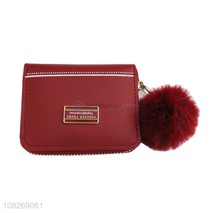Wholesale pompom chain <em>women</em> wallet ladies coin <em>purse</em> card holder