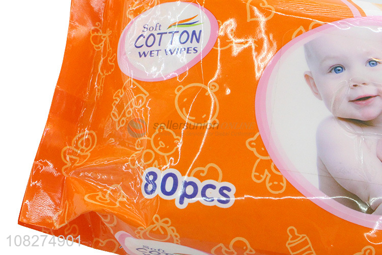 Good Quality 80 Pieces Soft Cotton Wet Wipes Best Baby Wipes