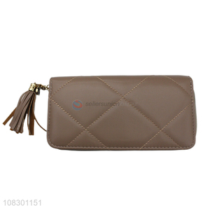 High quality pu leather zipper stitching wallet phone purse