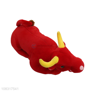 Factory supply soft stuffed <em>animals</em> red bull <em>plush</em> toy