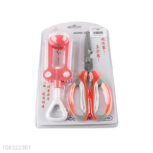 Yiwu market household kitchen scissors bottle opener set