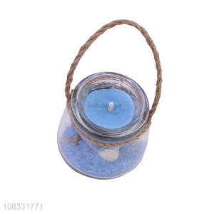 Yiwu wholesale blue glass candle bottle hangable decoration