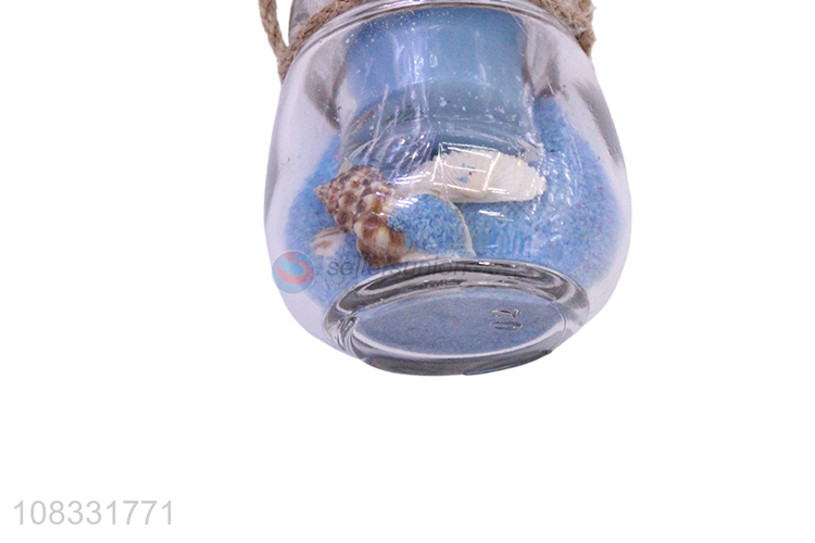 Yiwu wholesale blue glass candle bottle hangable decoration