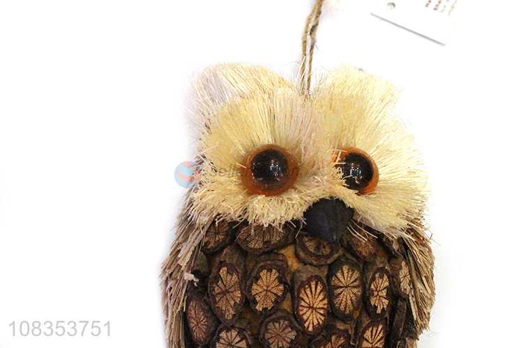 Recent design owl statues grass crafts indoor hanging decorations