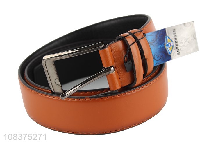 China manufacturer men's casual belt with metal single prong buckle
