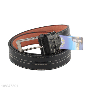 Hot selling men's belts metal buckle stitched microfiber leather belt
