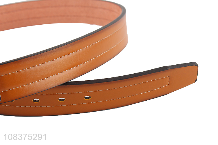 Online wholesale iron buckle stitched microfiber leather belt for men