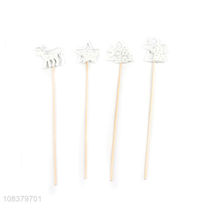 Yiwu wholesale 4pcs bamboo stick topper for christmas