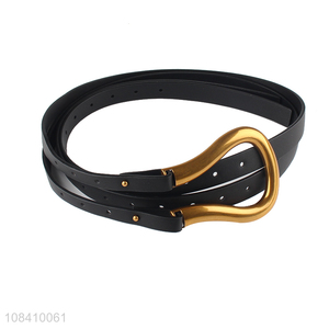 Popular design pu leather women <em>belt</em> with large U-shape metal buckle