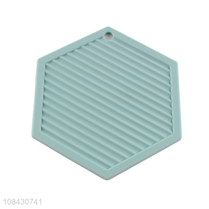 Wholesale hexagonal non-slip silicone trivet mat heat resistant <em>pot</em> holder