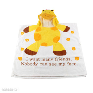 Wholesale cartoon animal printed hooded <em>bath</em> <em>towel</em> microfiber beach <em>towel</em> for kids