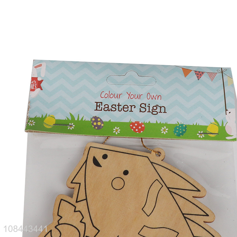 Yiwu wholesale creative wood chip watercolor craft easter sign