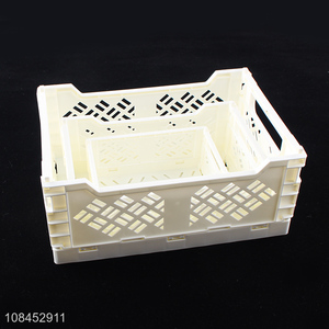 Best seller white simple hollow out folding storage basket