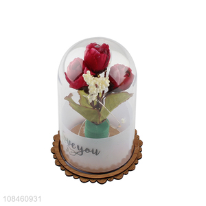 Good selling decorative <em>glass</em> <em>crafts</em> fake flower with <em>glass</em> cover