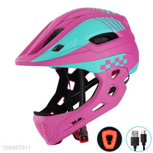 Wholesale kids safety helmet mountain bike helmet with usb charging rear light