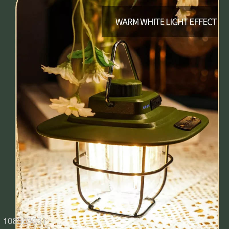Wholesale multi-function outdoor camping lamp usb rechargeable retro lantern emergency light