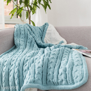 Wholesale thick double-layer knitted fleece faux sherpa throw blanket