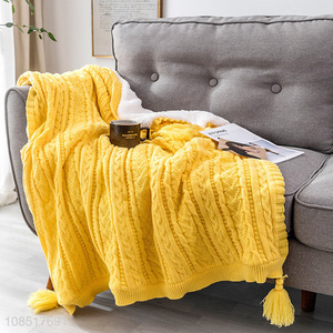 Hot sale double-layer knitted faux sherpa blanket for bed sofa