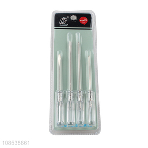 Good quality 4 pices metal screwdrivers with clear plastic rod