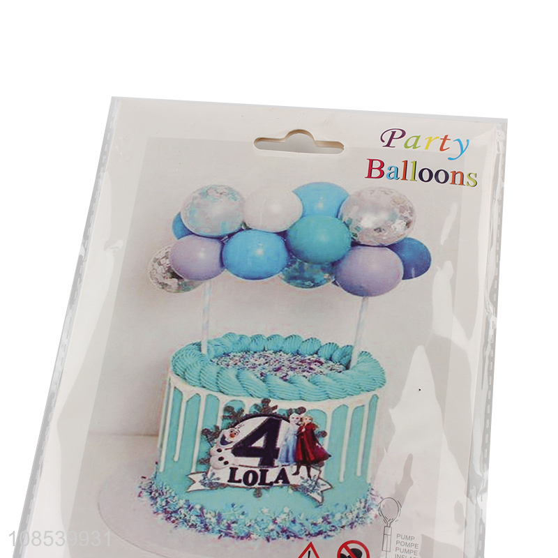 New product 14pcs latex balloons with cake topper,straws,snot glue and ribbon
