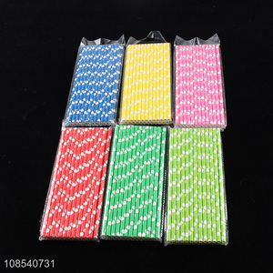 Wholesale polka dot drinking straws paper straws for beverage