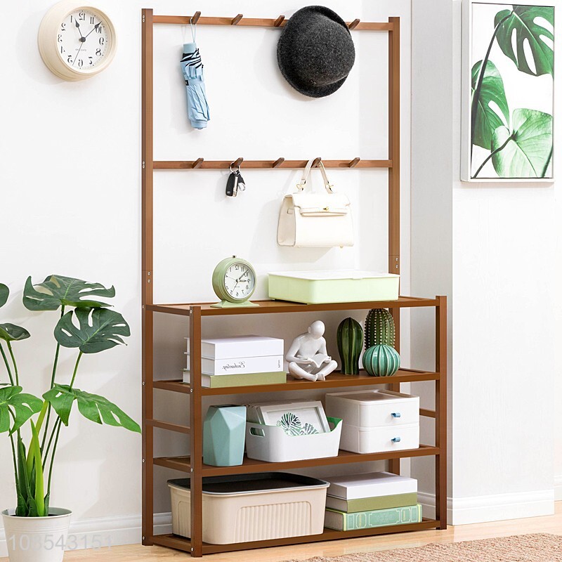 Hot sale multipurposem bamboo storage shelves hat rack for bedroom