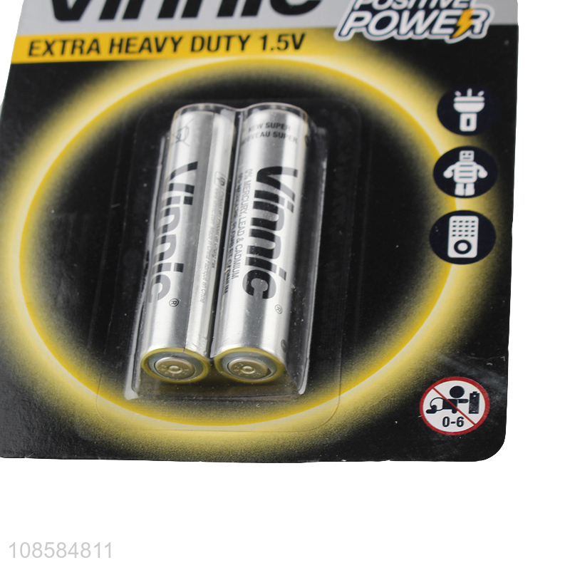 Wholesale hot product 2 pieces 1.5V AAA carbon-zinc batteries