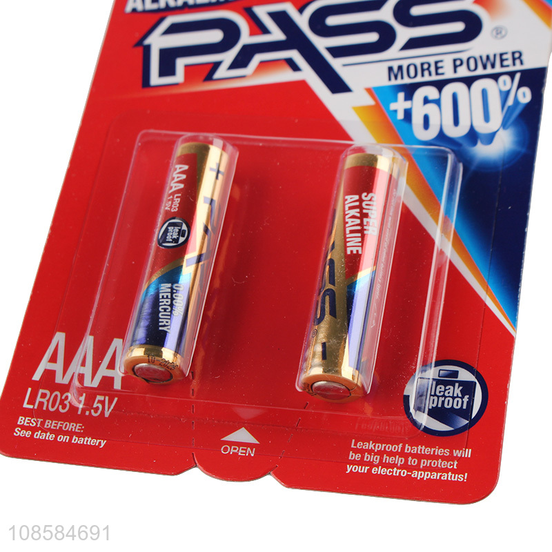 Good price 2 pieces 1.5V AAA alkaline zinc-manganese batteries