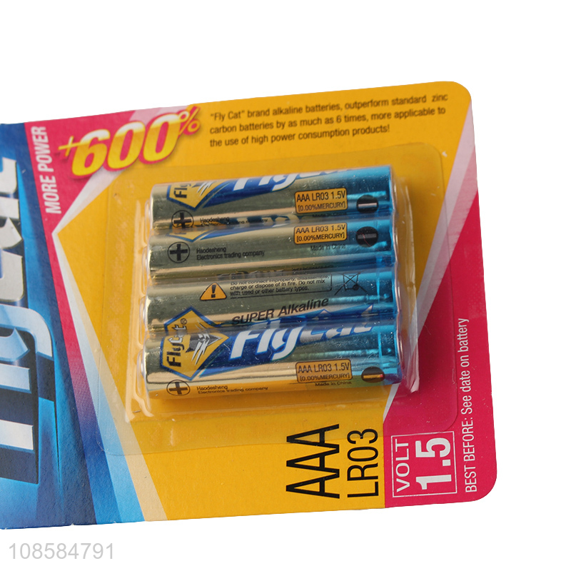 Wholesale cheap 4 pieces 1.5V AAA alkaline zinc-manganese batteries