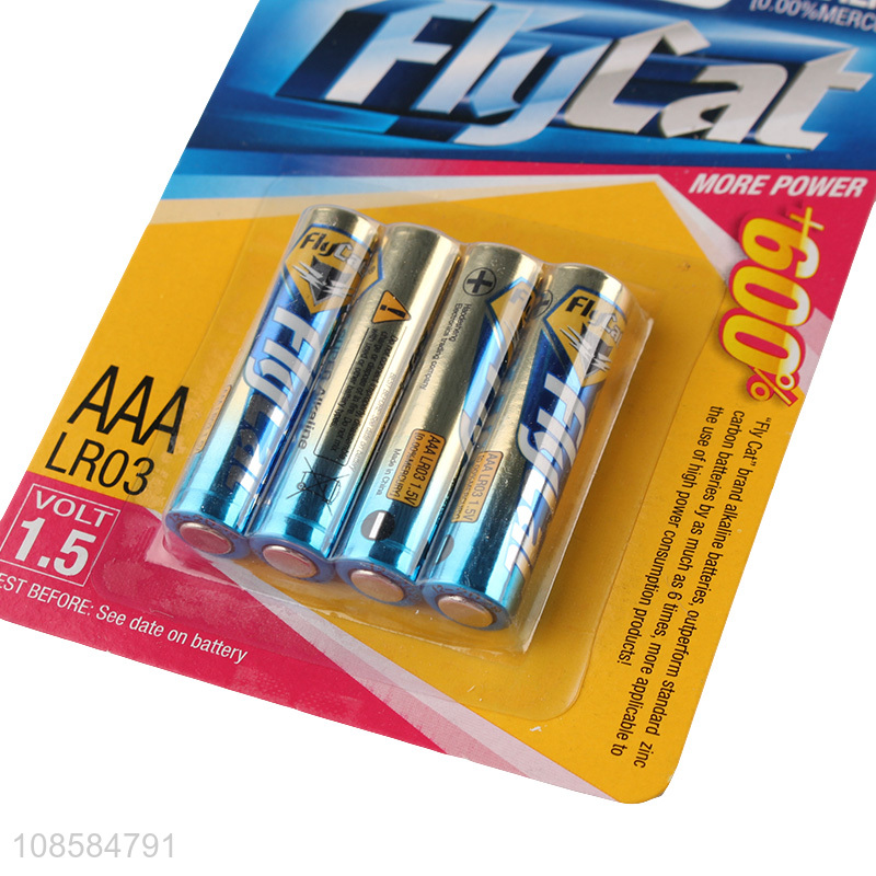 Wholesale cheap 4 pieces 1.5V AAA alkaline zinc-manganese batteries
