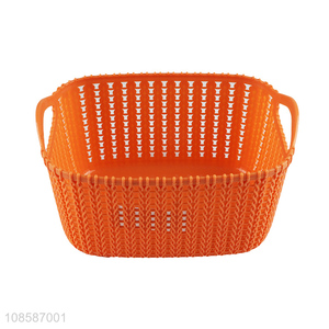 China products orange hollow plastic storage basket with handle