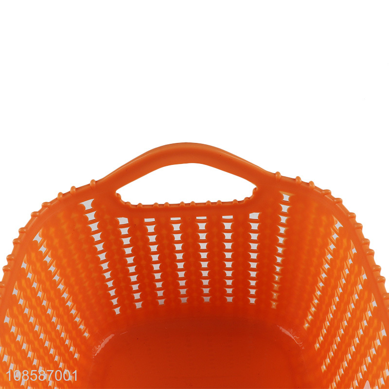 China products orange hollow plastic storage basket with handle