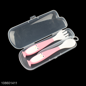 Wholesale baby products portable bendable baby fork and spoon set
