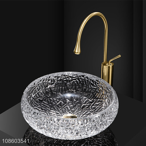Hot selling glass <em>bathroom</em> sink cabinet countertop sink <em>set</em>