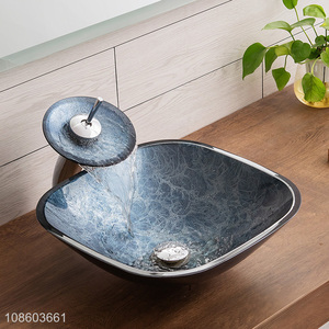 New product glass <em>bathroom</em> sink basin above counter sink <em>set</em>