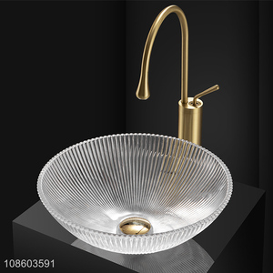 Hot product artistic glass vessel sink <em>set</em> with faucet & drain