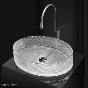 New products clear artisitic glass vanity countertop sink <em>set</em>
