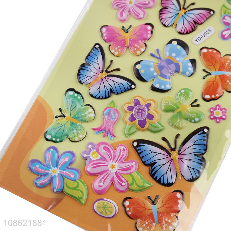 Wholesale 3D cartoon butterfly sticker puffy stickers for kids toddlers