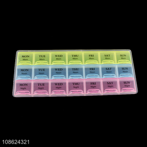 Good quality portable 7 day pill case 21 compartments pill box