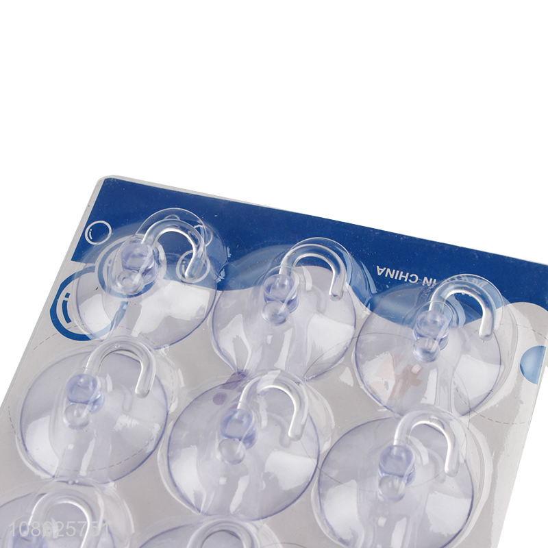 Good quality 12pcs clear strong hold suction cup hook for hanging