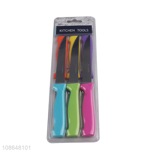 Wholesale 6pcs plastic handle stainless steel straight edge steak knife set