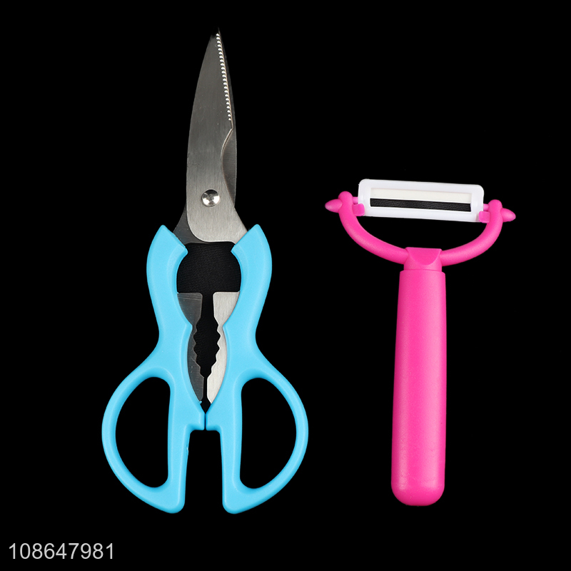 Wholesale 4pcs kitchen gadgets set with paring knife peeler meat scissor
