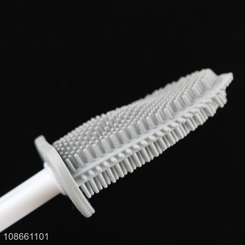 High quality long handle flexible toliet brush and holder set for bathroom