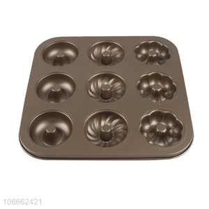 New arrival 9-hole non-stick carbon steel baking pan donut mold
